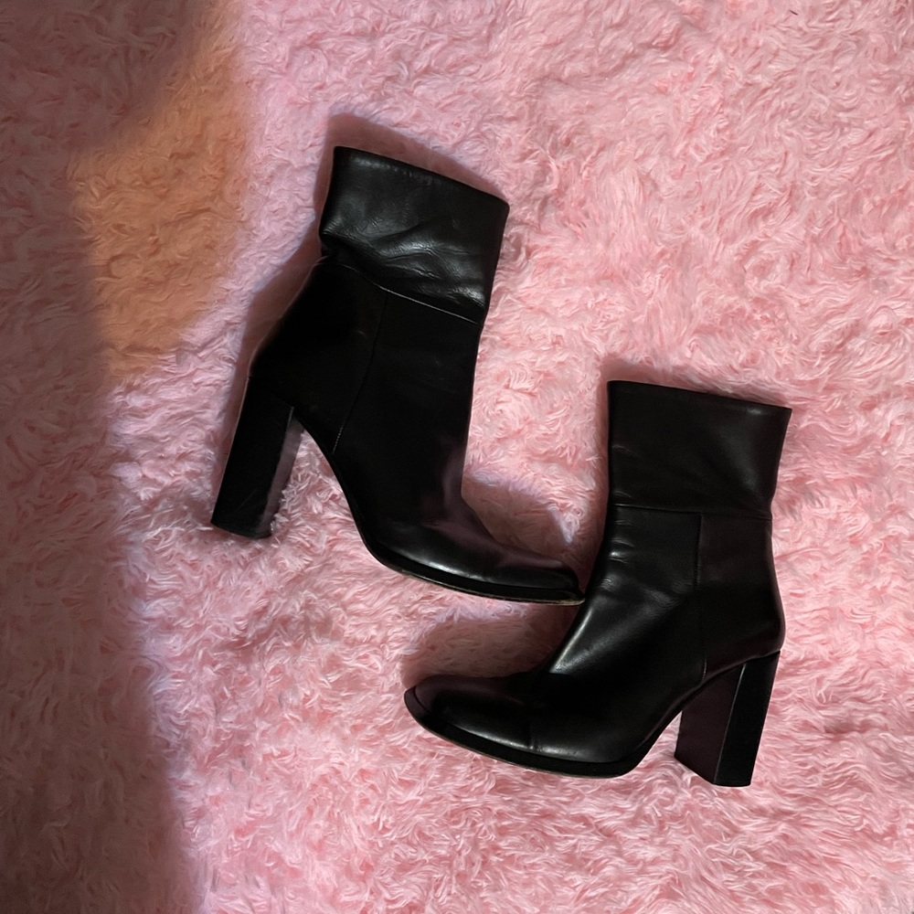 Via Spiga Italian Black Leather Heeled Boots